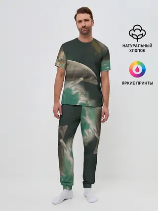 Мужская пижама с брюками / Дельфин в облаках