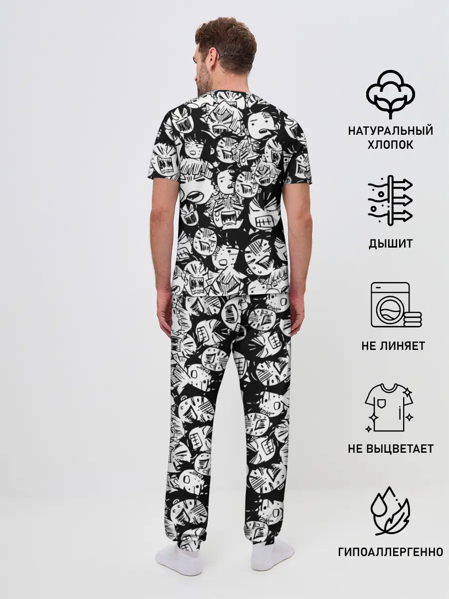 Мужская пижама с брюками / DEMON SLAYER / ЛИЦА / УЗОР