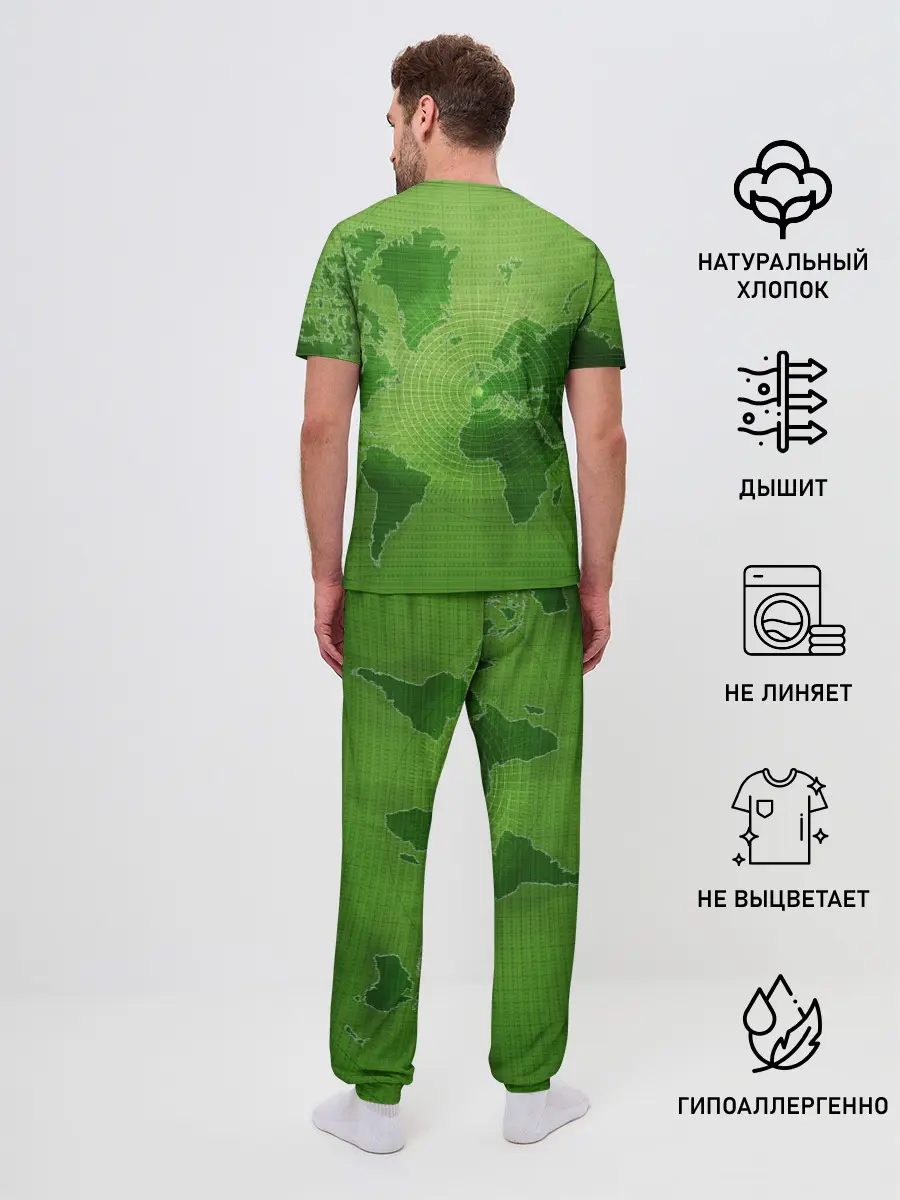 Мужская пижама с брюками / Карта мира
