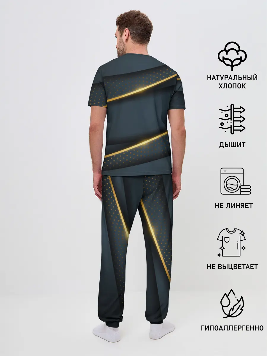 Мужская пижама с брюками / 3D luxury gold