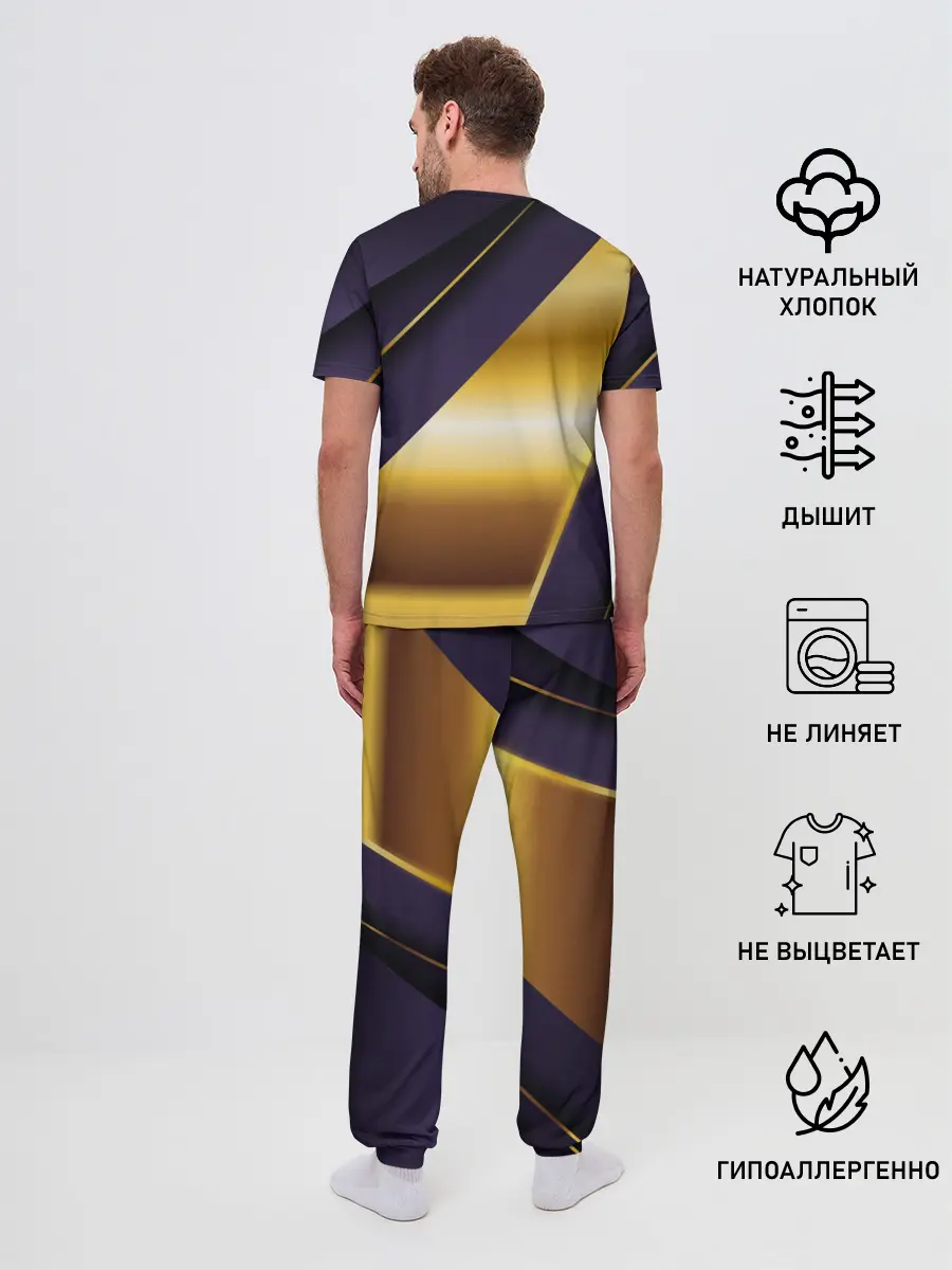 Мужская пижама с брюками / 3D luxury золото