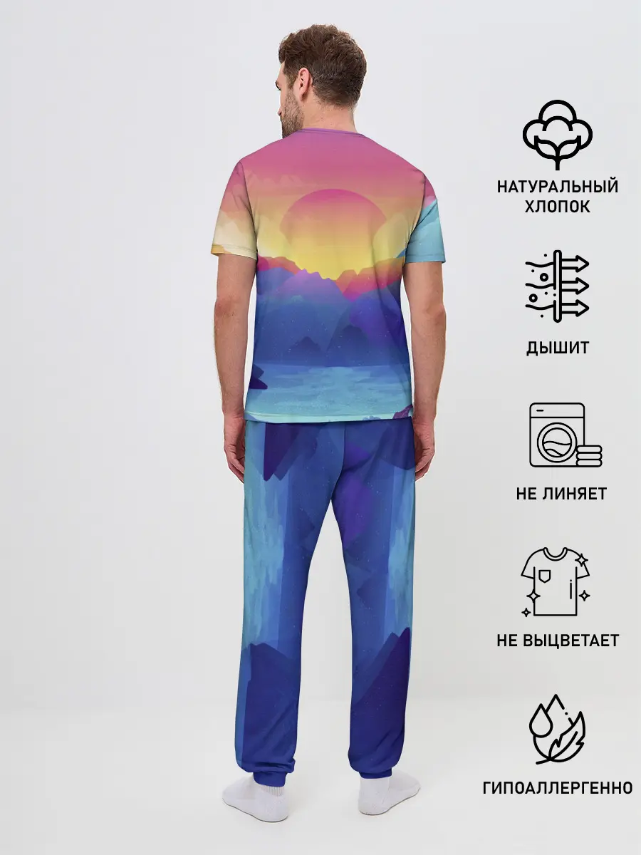Мужская пижама с брюками / Красочные Горы