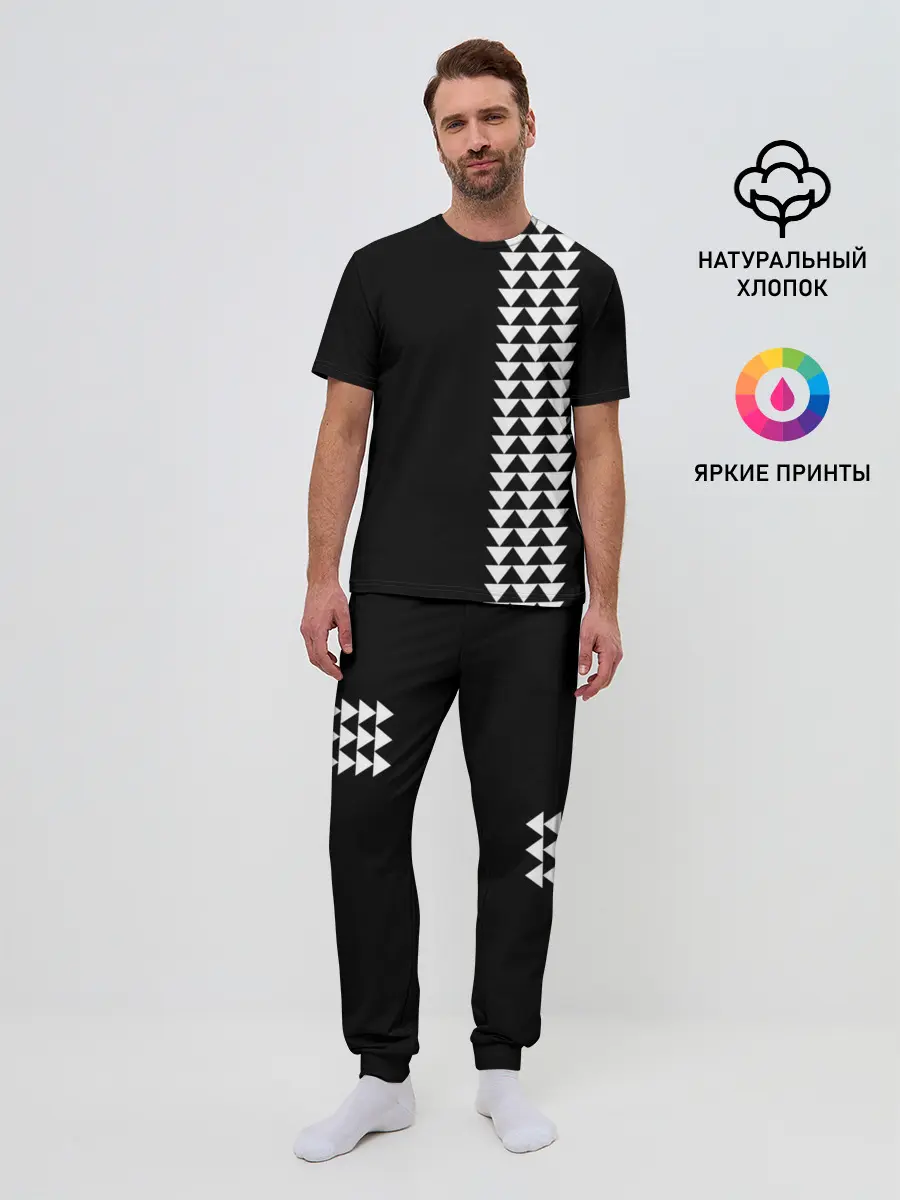 Мужская пижама с брюками / Джейсон Момоа тату узор