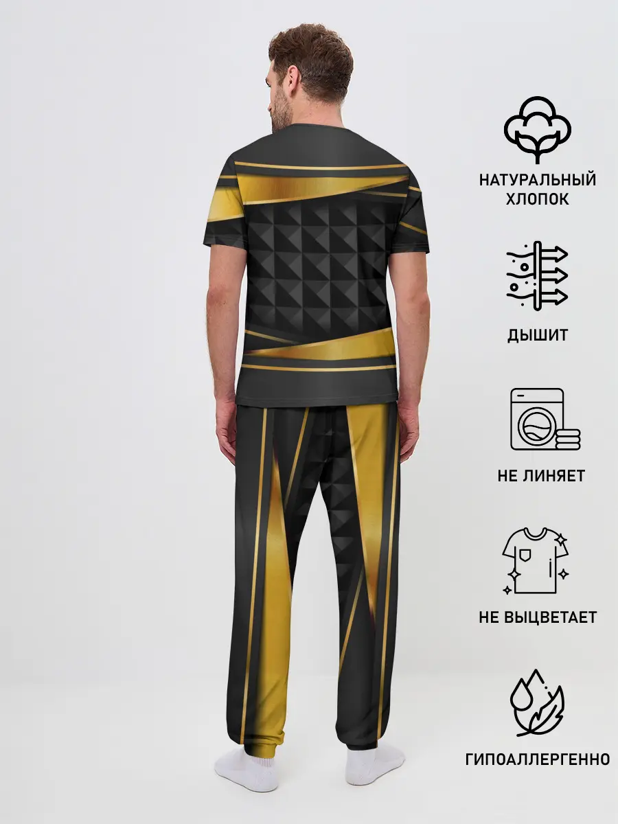 Мужская пижама с брюками / 3D luxury black gold Плиты 3Д