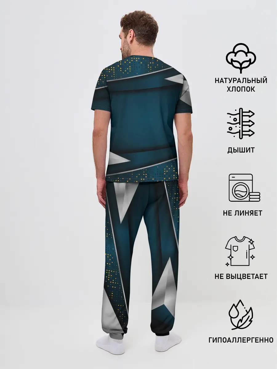 Мужская пижама с брюками / 3D luxury sport style Золото