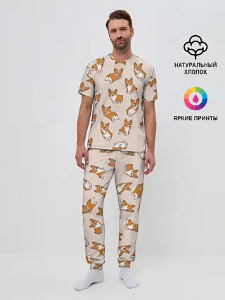 Мужская пижама с брюками / Корги | Разные