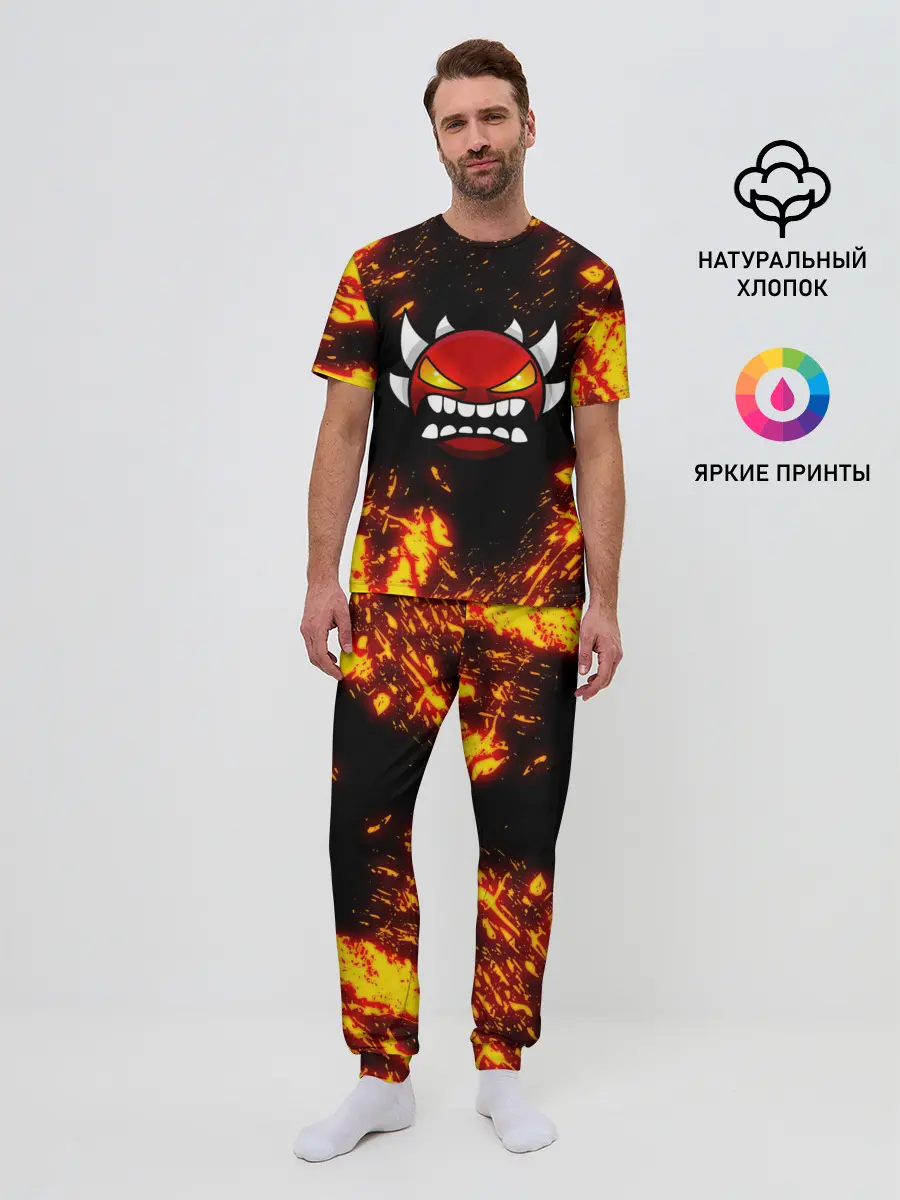 Мужская пижама с брюками / Geometry Dash | Demon