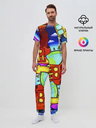 Мужская пижама с брюками / GEOMETRY DASH / ГЕОМЕТРИ ДАШ