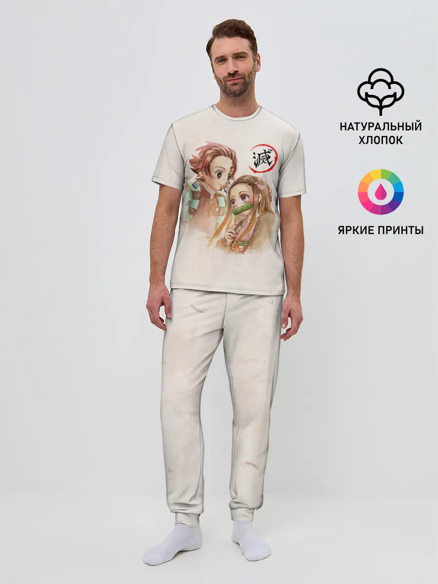 Мужская пижама с брюками / Танджиро и Незуко Kimetsu no Yaiba