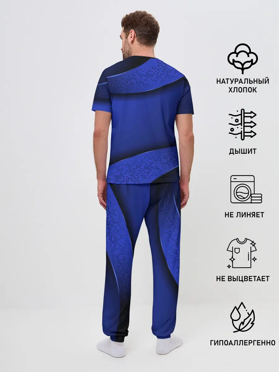 Мужская пижама с брюками / 3D BLUE Вечерний синий цвет