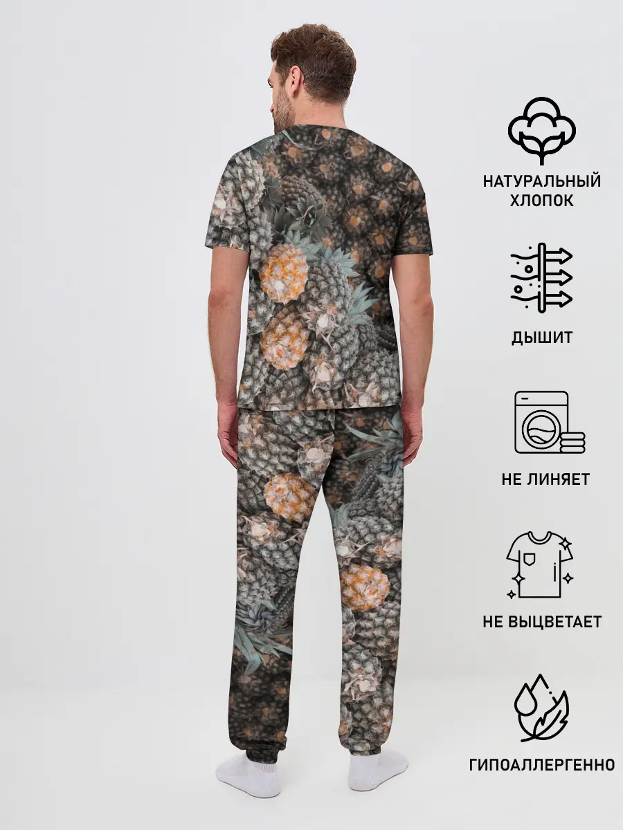 Мужская пижама с брюками / Спелые ананасы