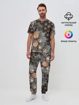 Мужская пижама с брюками / Спелые ананасы