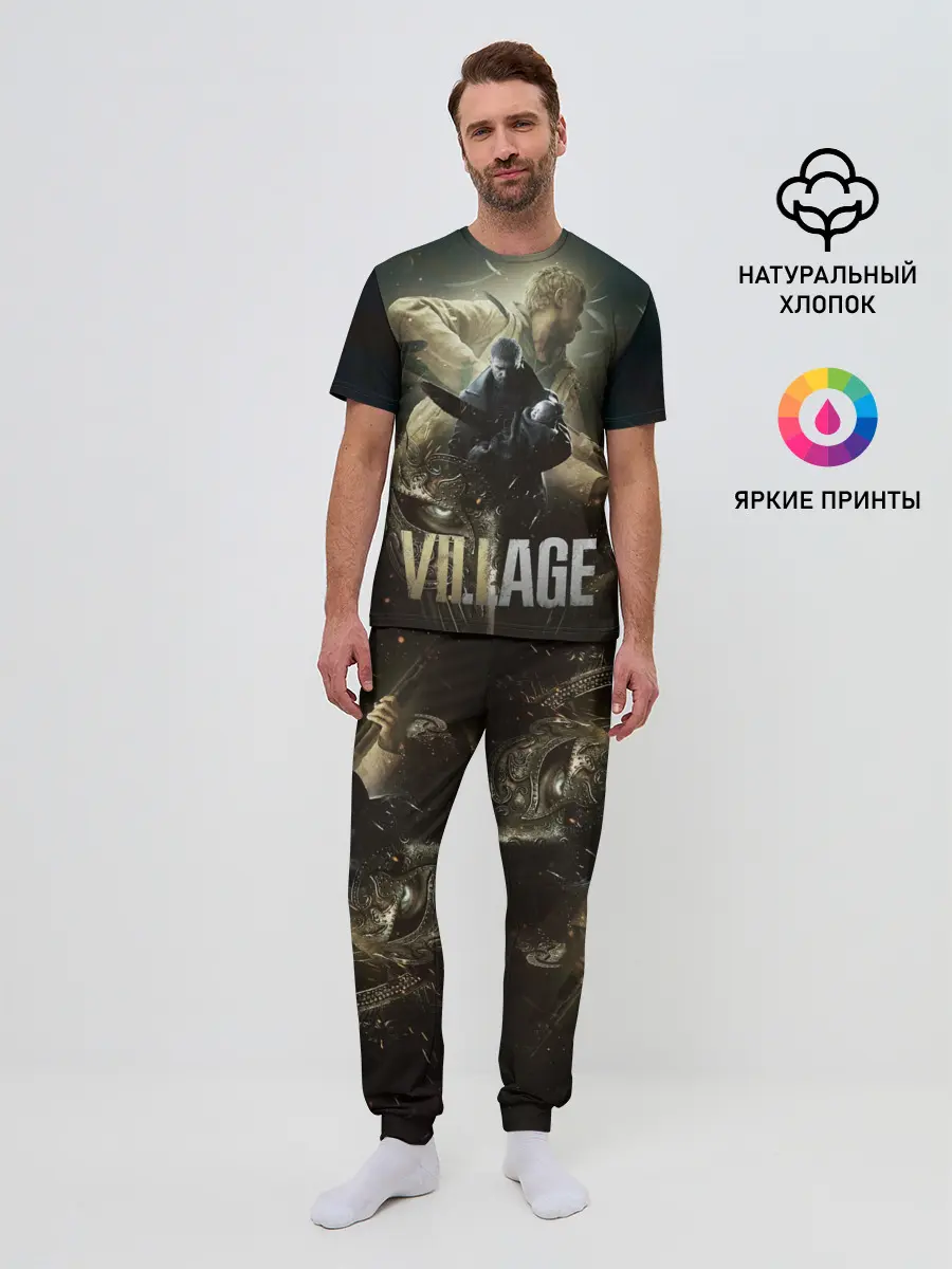 Мужская пижама с брюками / Итан,Крис и деревня RE8