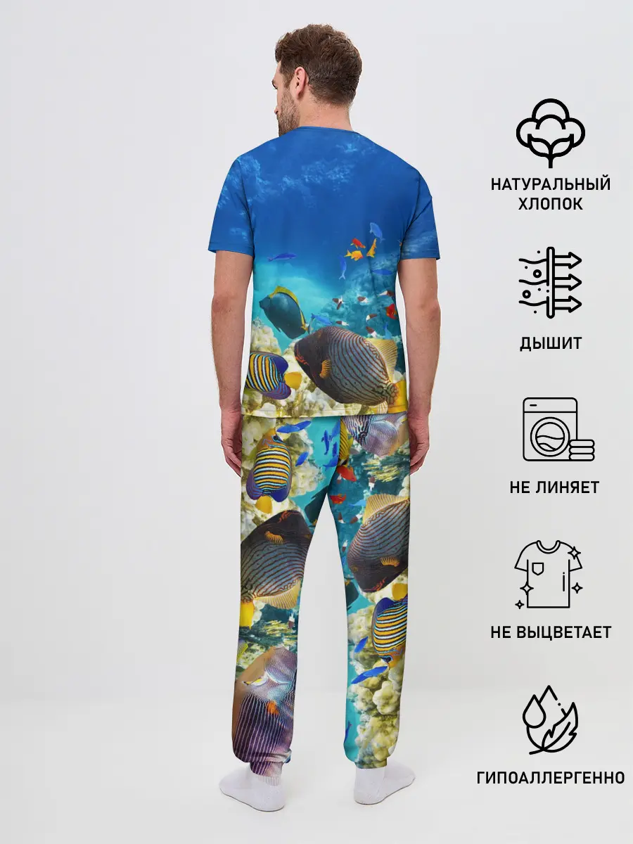 Мужская пижама с брюками / Морской мир