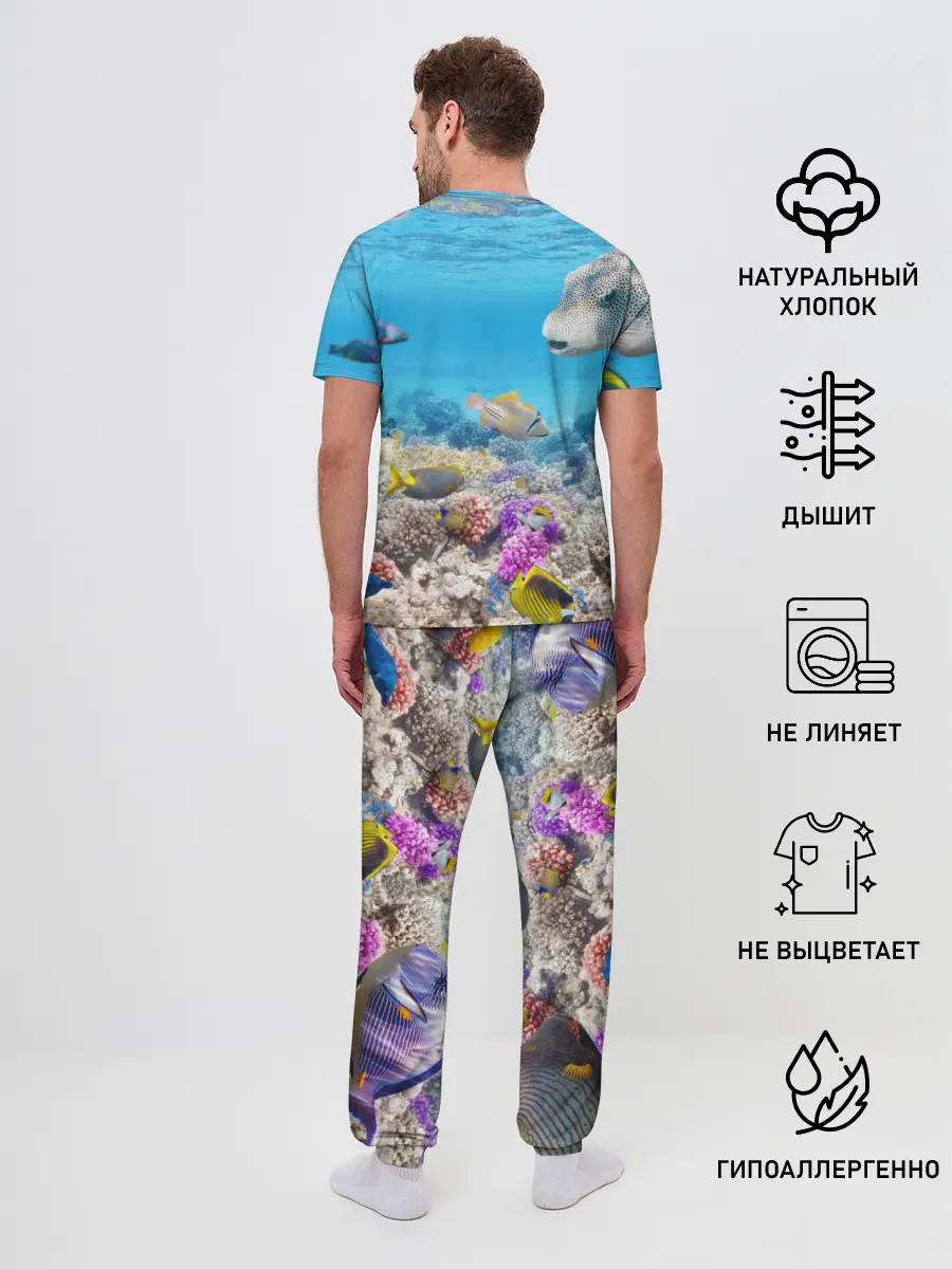 Мужская пижама с брюками / Морской мир