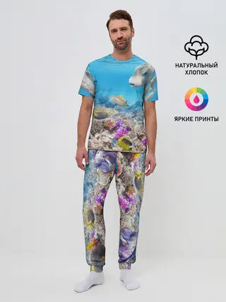 Мужская пижама с брюками / Морской мир