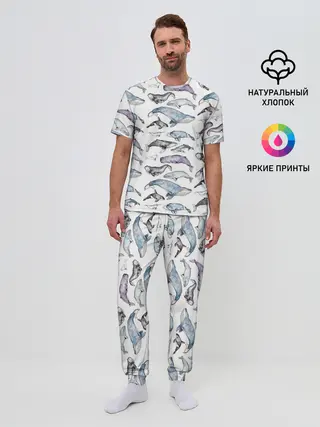 Мужская пижама с брюками / киты паттерн