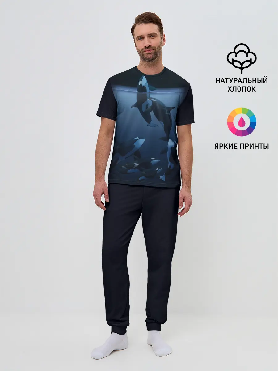 Мужская пижама с брюками / касатки