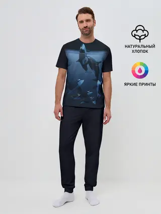 Мужская пижама с брюками / касатки