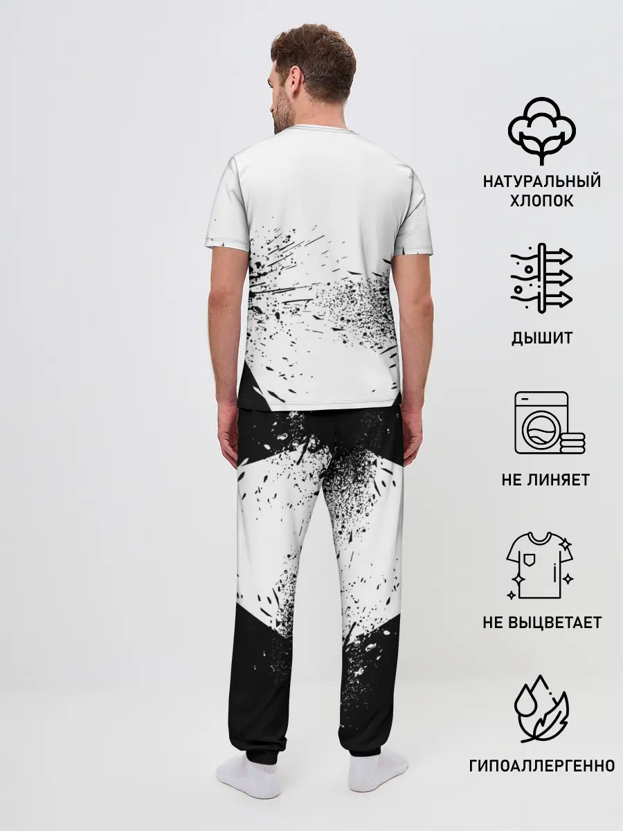 Мужская пижама с брюками / Чёрный клевер с иероглифами