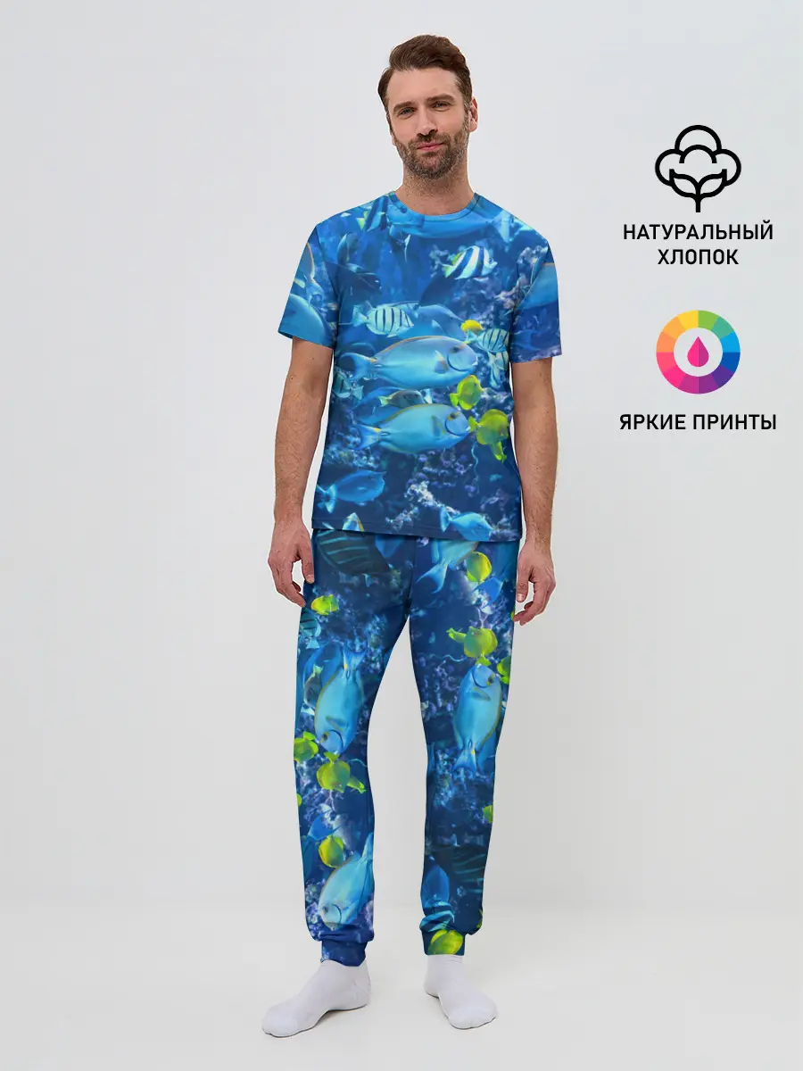 Мужская пижама с брюками / Коралловые рыбки