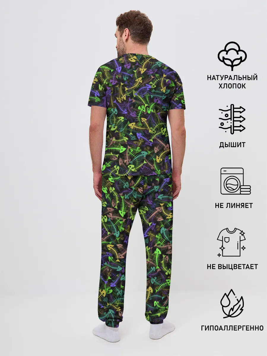 Мужская пижама с брюками / Neon Fish Bone