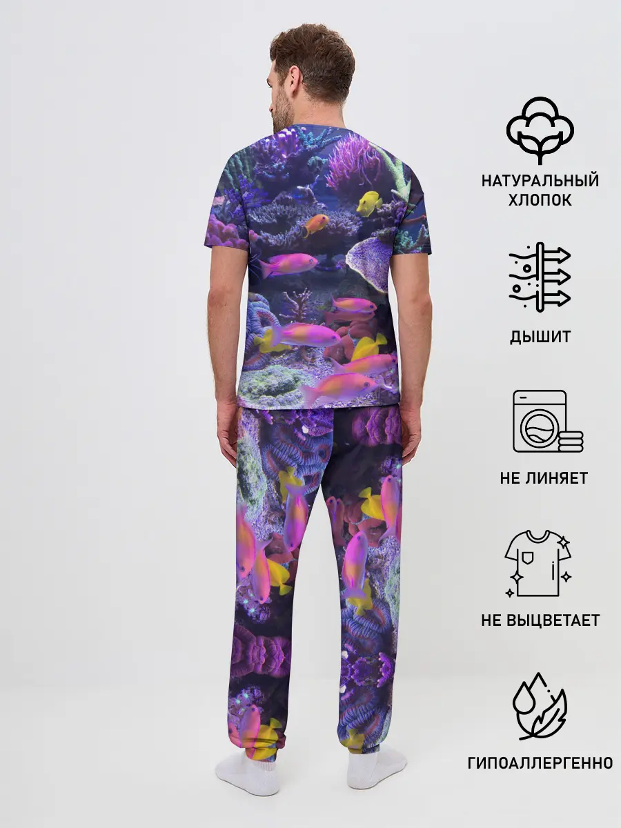 Мужская пижама с брюками / Коралловые рыбки