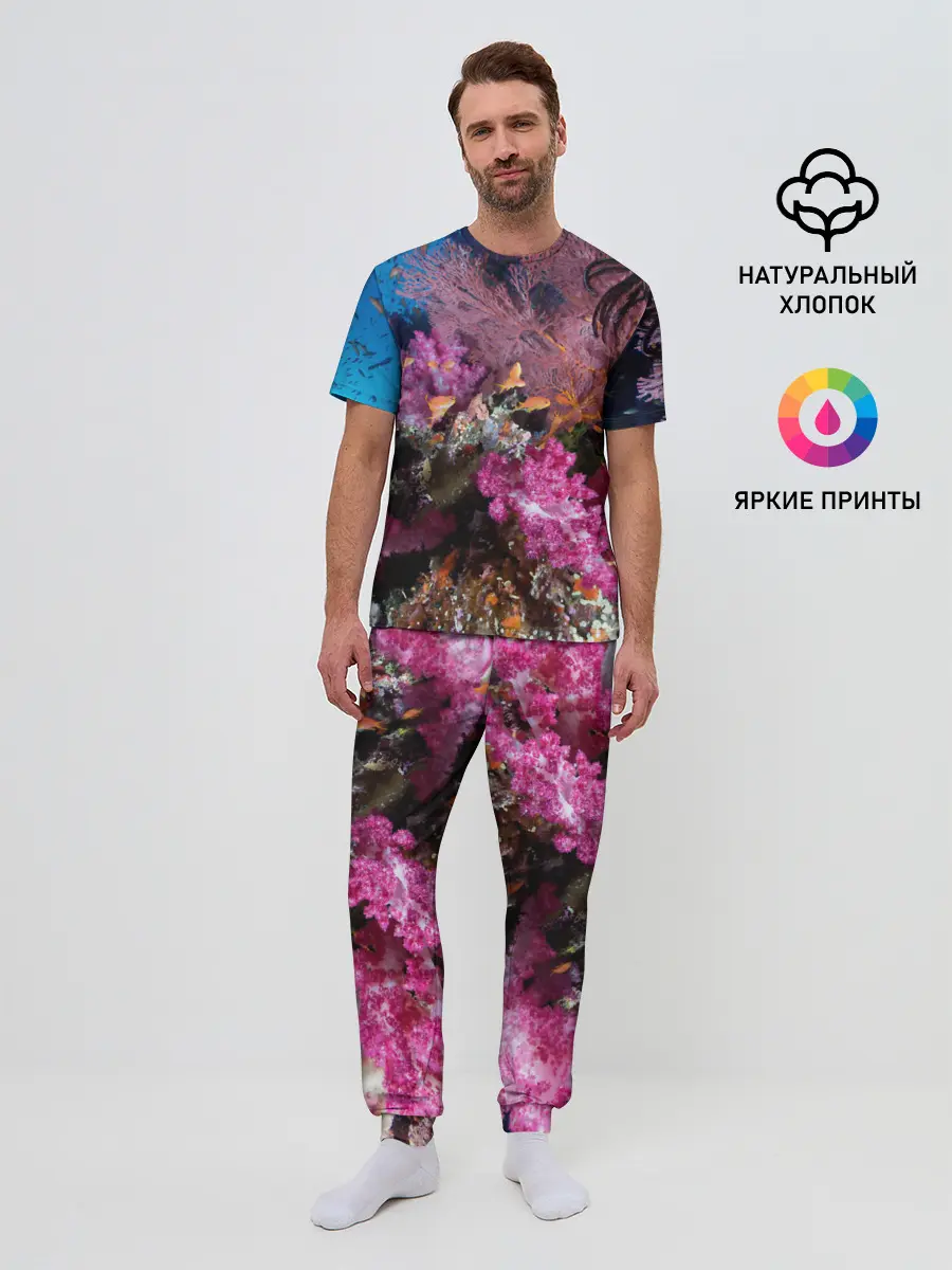 Мужская пижама с брюками / Коралловые рыбки