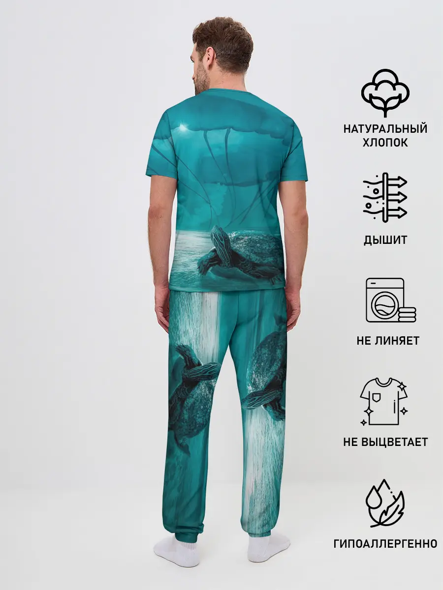 Мужская пижама с брюками / Медуза и черепаха