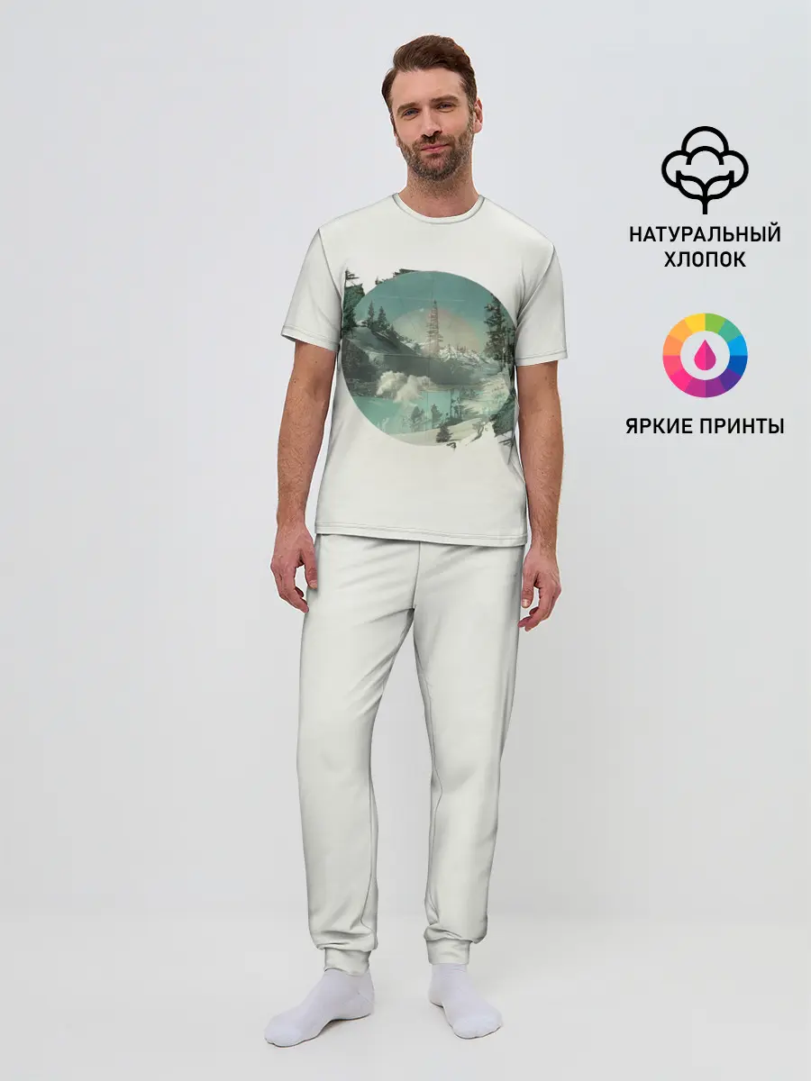 Мужская пижама с брюками / Необычное окно