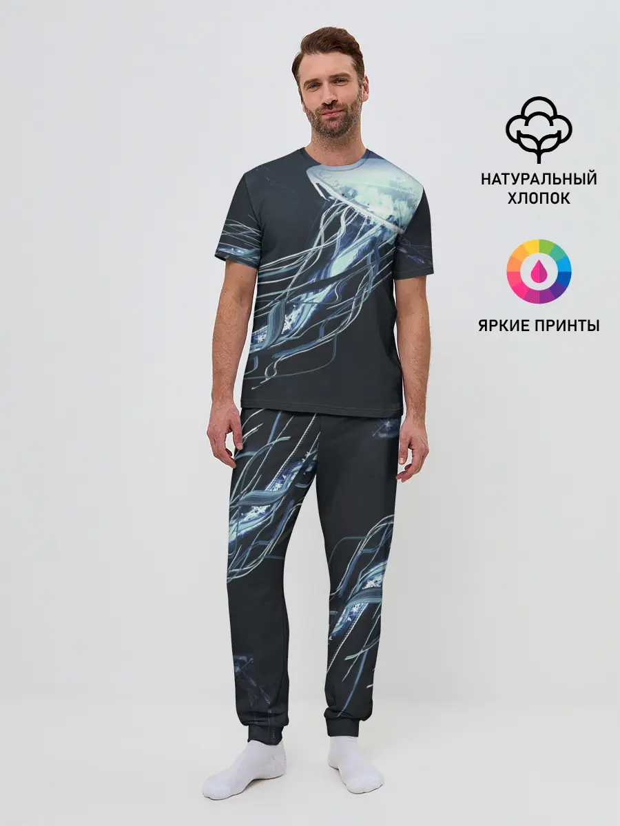 Мужская пижама с брюками / Рисунок медуза