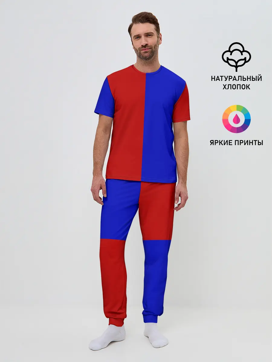 Мужская пижама с брюками / Красно-синий