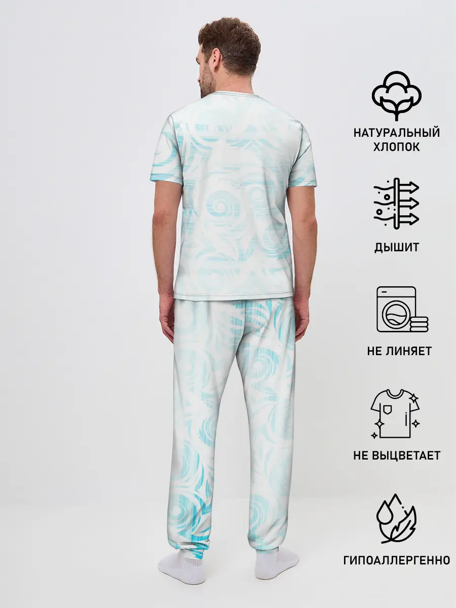 Мужская пижама с брюками / Пингвин рыбачит