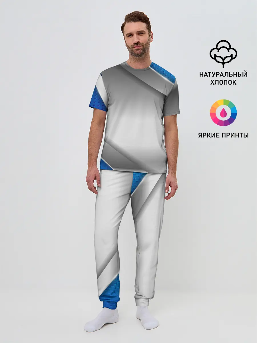 Мужская пижама с брюками / 3D СЕРЕБРО BLUE LINES