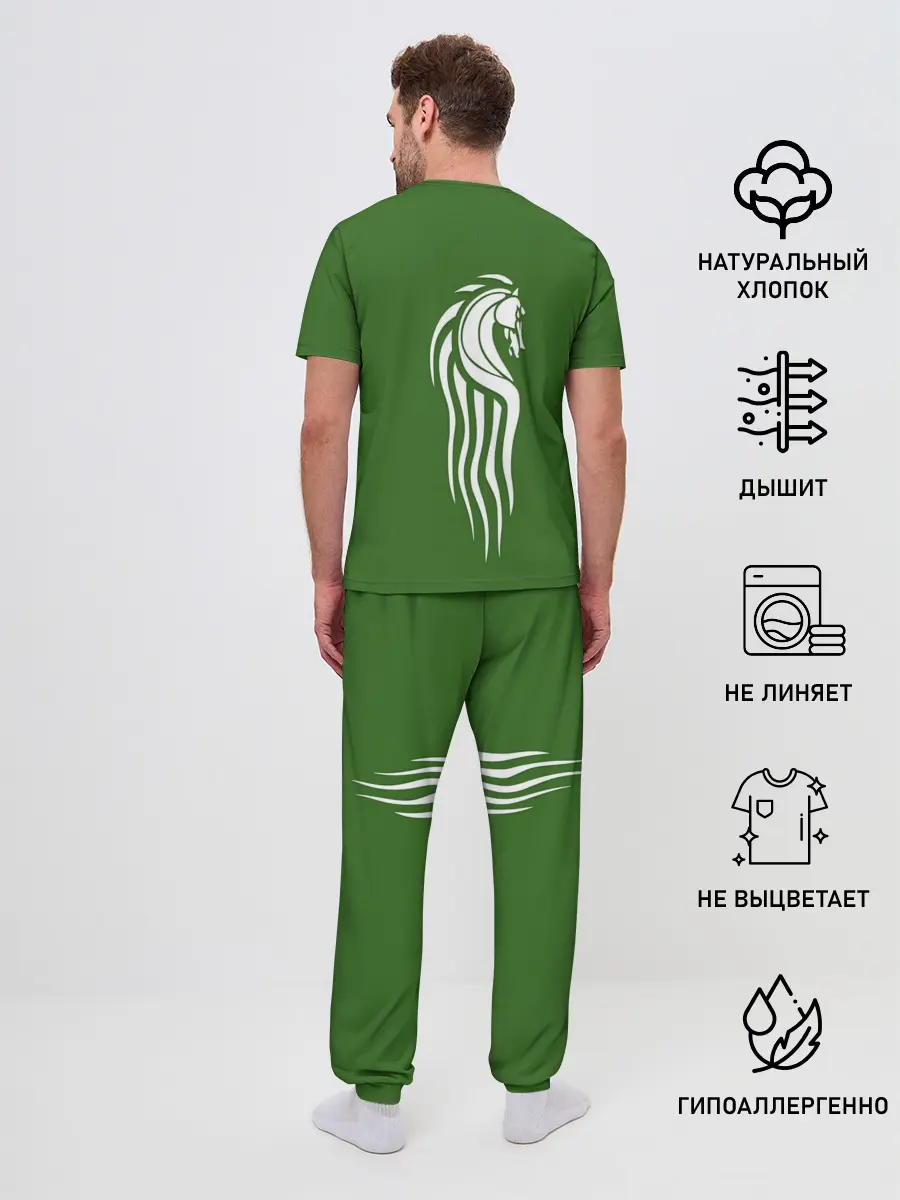 Мужская пижама с брюками / Белый Конь на спине