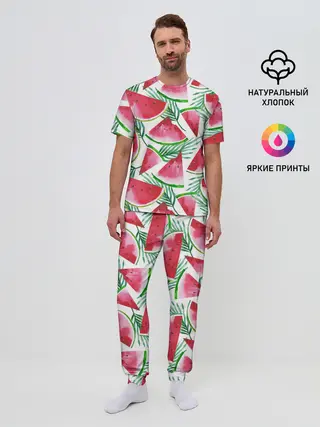 Мужская пижама с брюками / Арбузное настроение