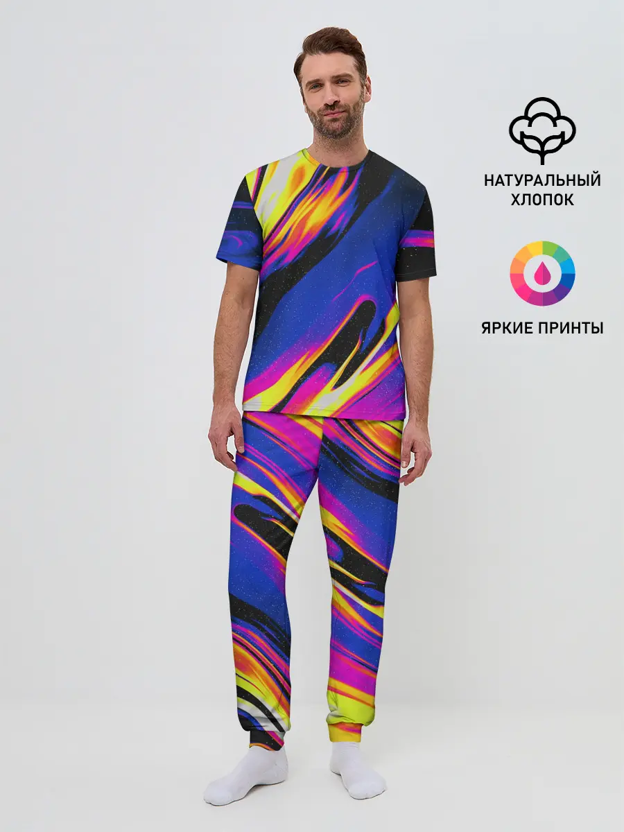 Мужская пижама с брюками / БЕНЗИНОВЫЕ РАВЗОДЫ / ТЕКСТУРА