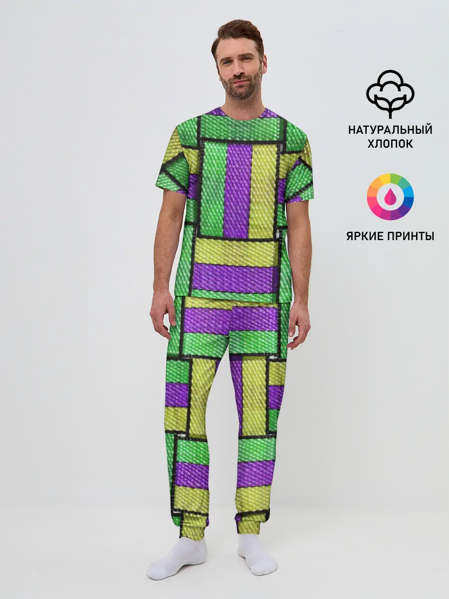 Мужская пижама с брюками / Цветные Ремешки