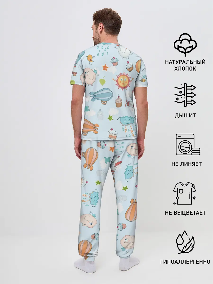 Мужская пижама с брюками / Детские рисунки