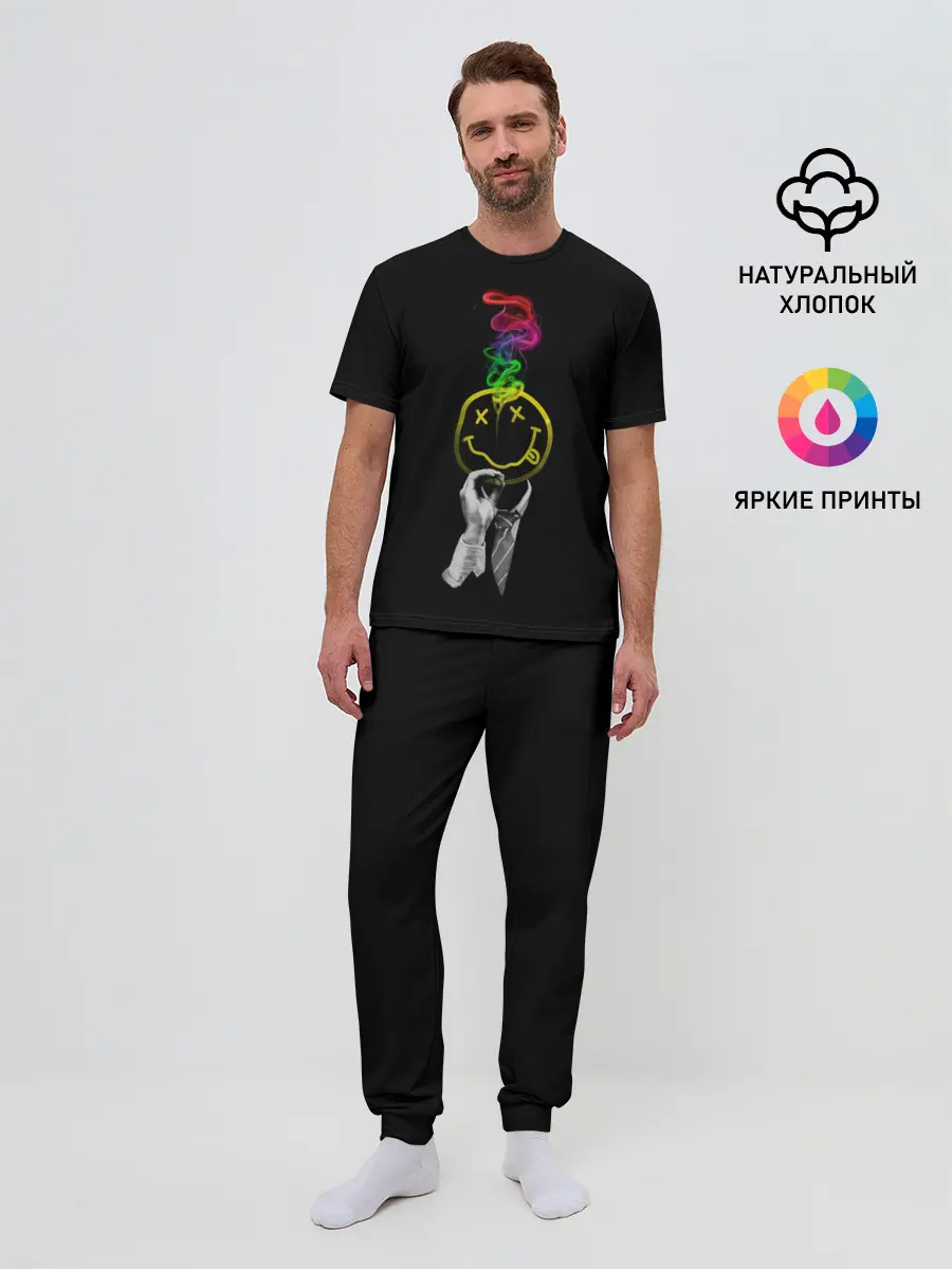 Мужская пижама с брюками / Нирвана смайл