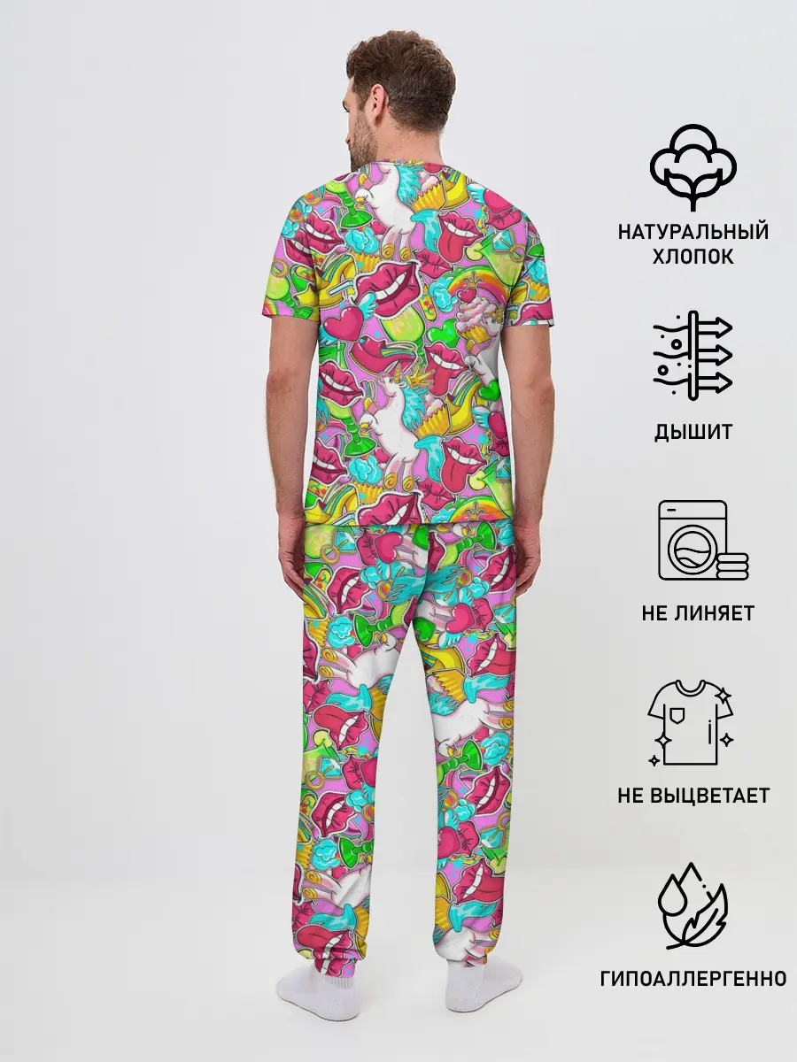 Мужская пижама с брюками / Губы фреш