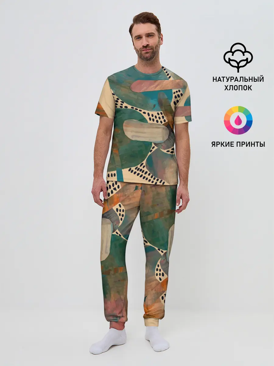 Мужская пижама с брюками / Birches and fields