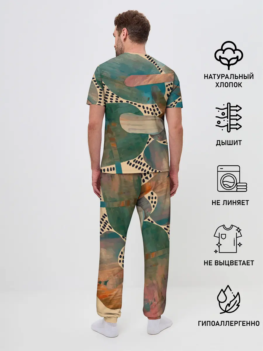 Мужская пижама с брюками / Birches and fields