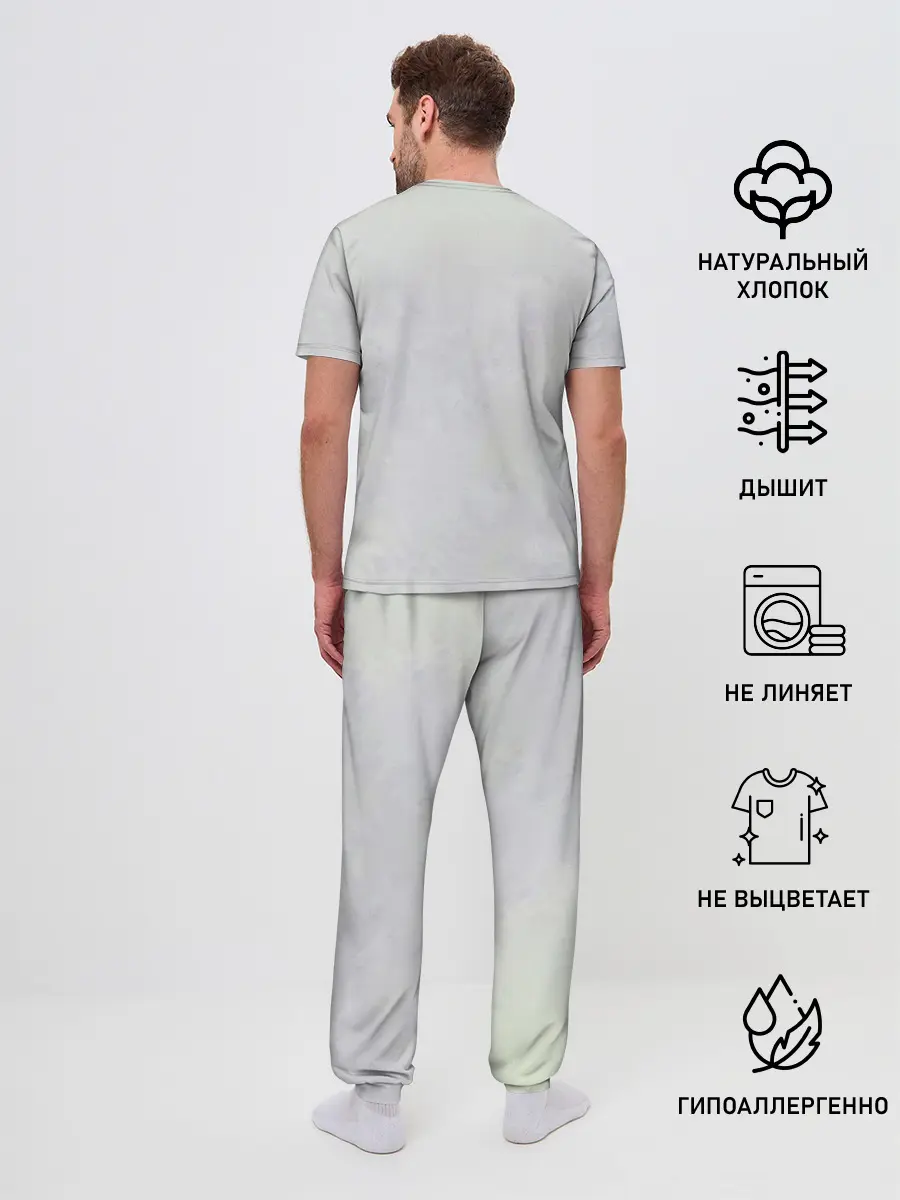 Мужская пижама с брюками / Пламенный резиновый Луффи | One Piece