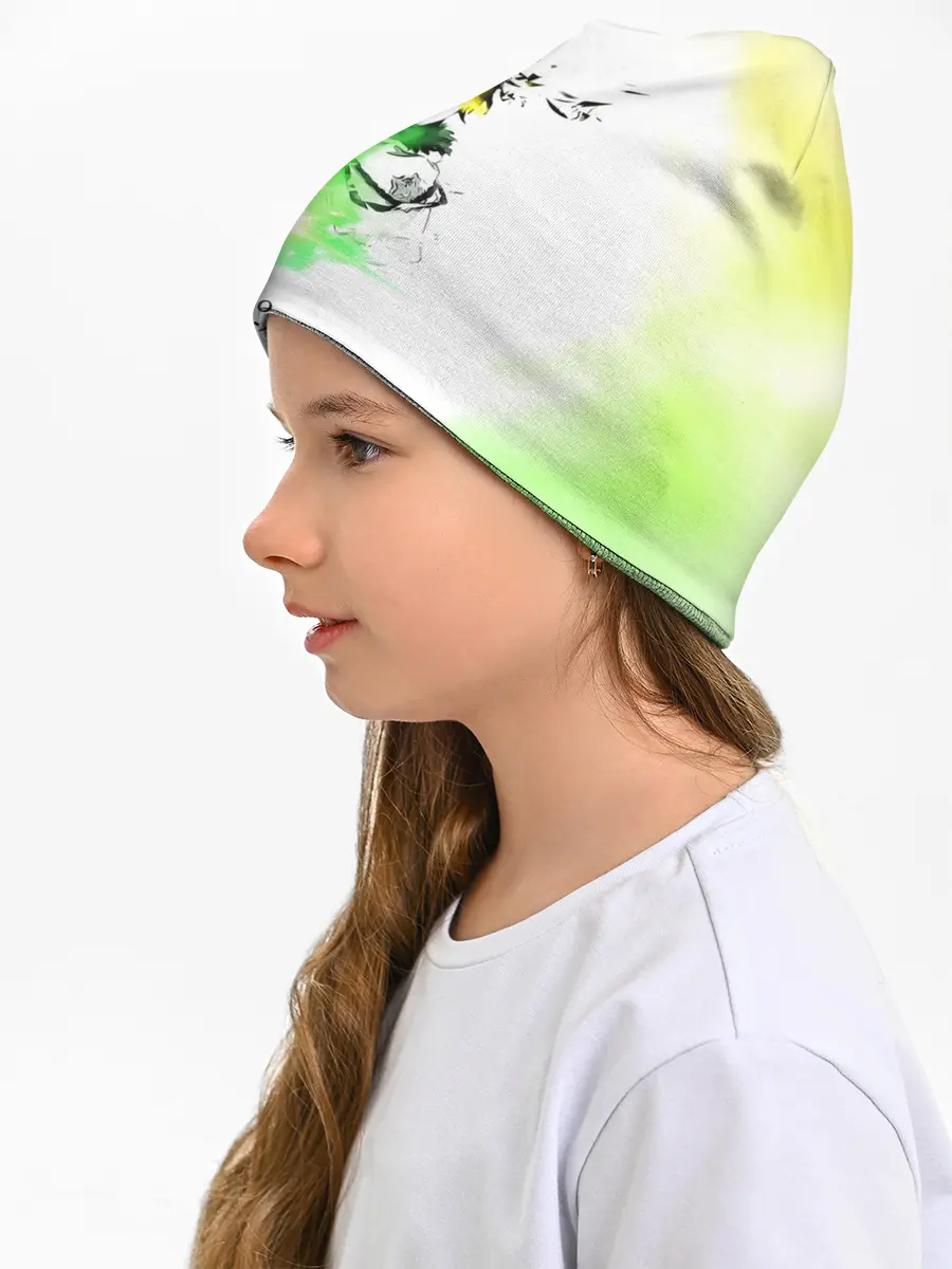 Детская шапка / Чёрный клевер Юно кислотный