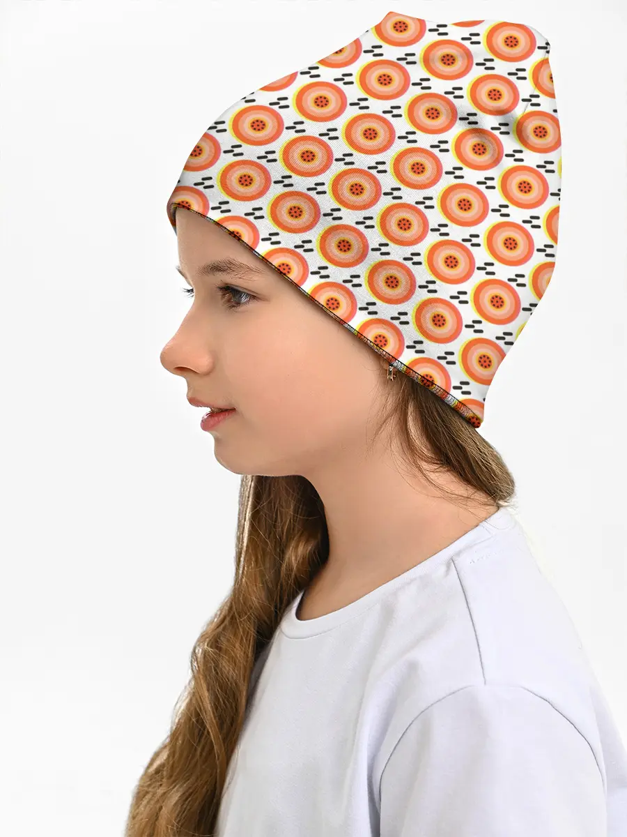 Детская шапка / Поп арт, мишень, диски дождь