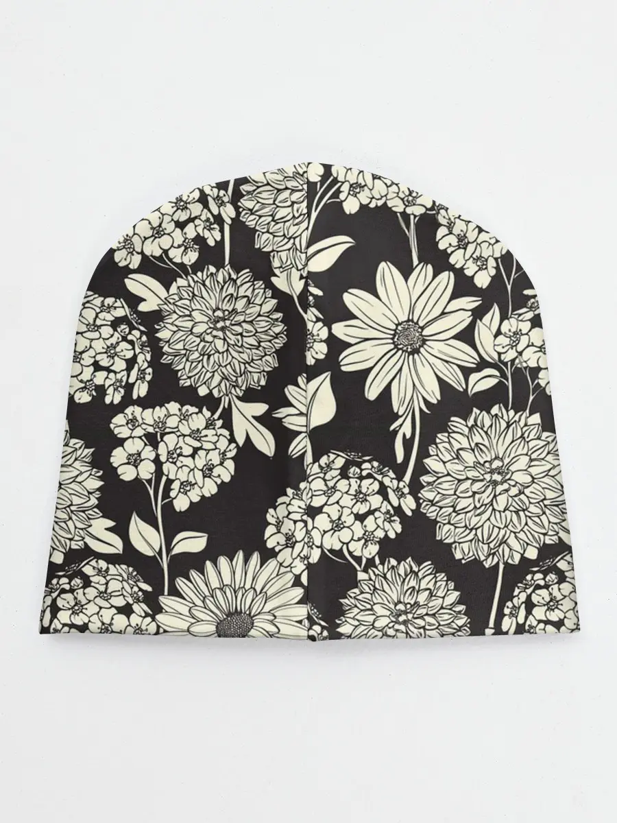 Детская шапка / Белые цветы