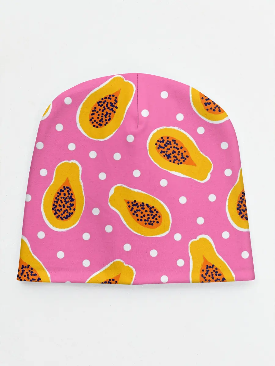 Детская шапка / Папайя на розовом