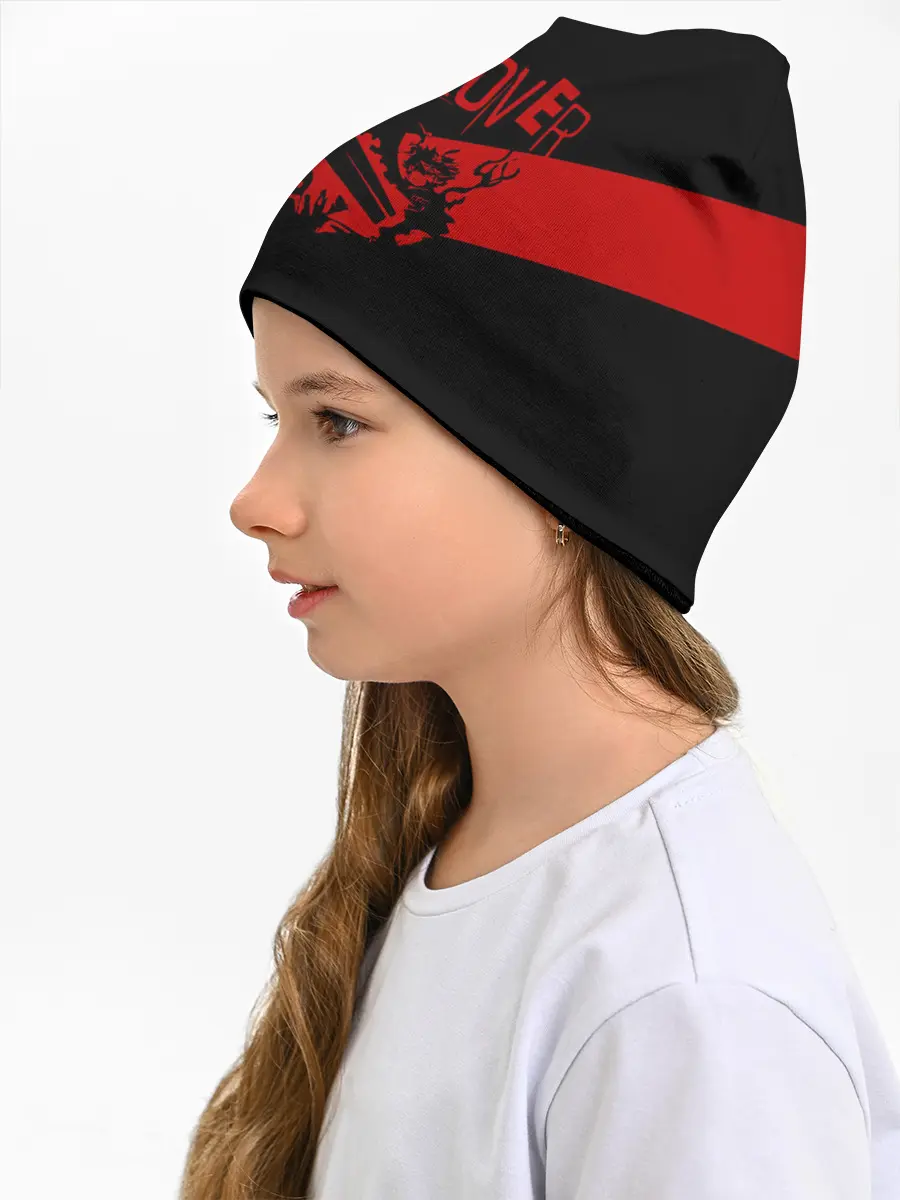 Детская шапка / Чёрный клевер Аста красная полоса