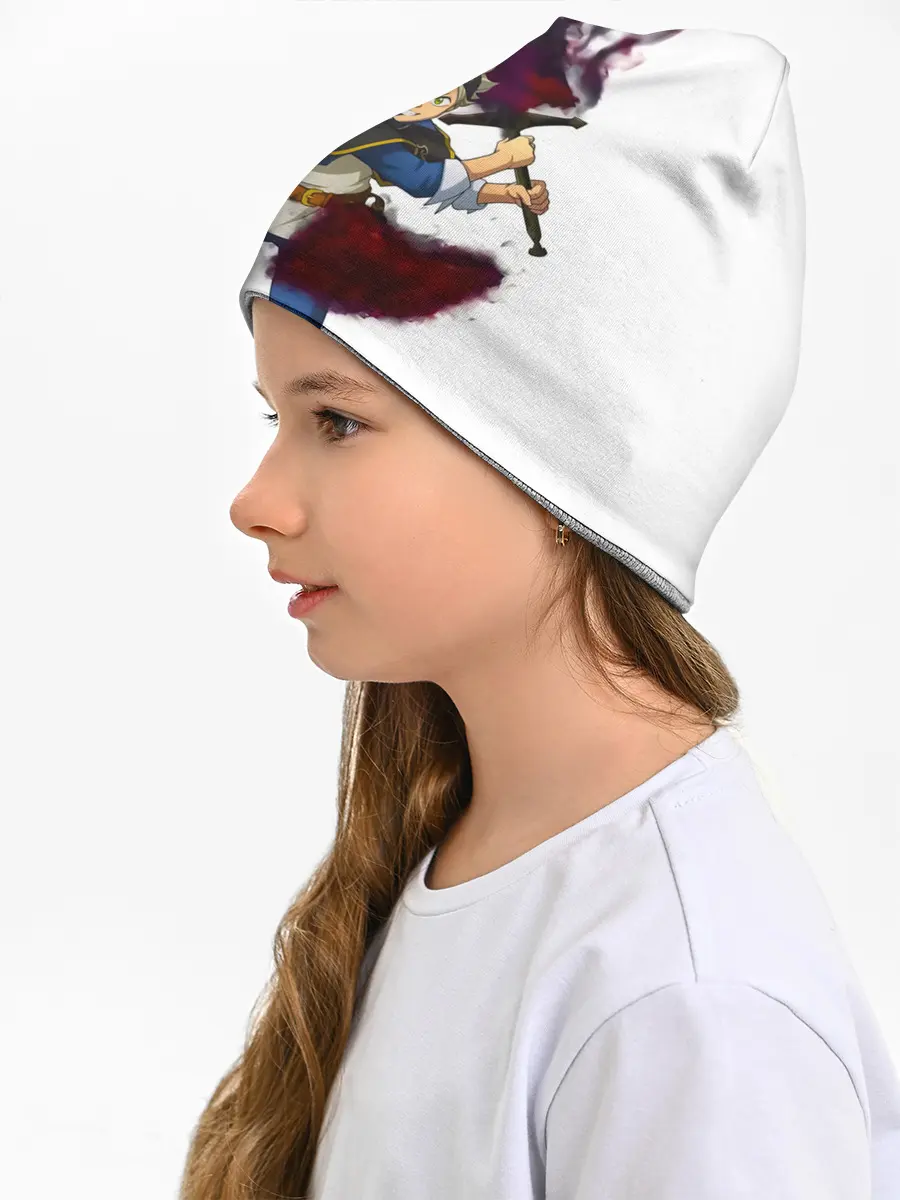 Детская шапка / Чёрный клевер Аста красный меч